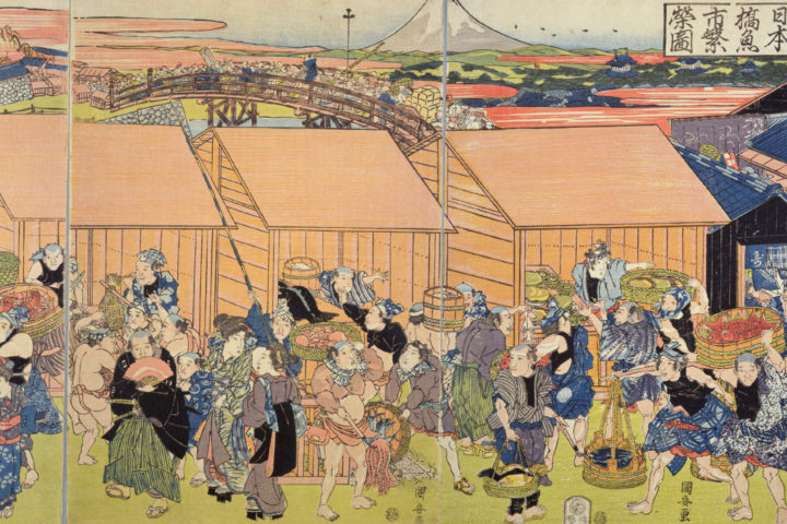 國安箸「日本橋魚市繁栄図」国立国会図書館