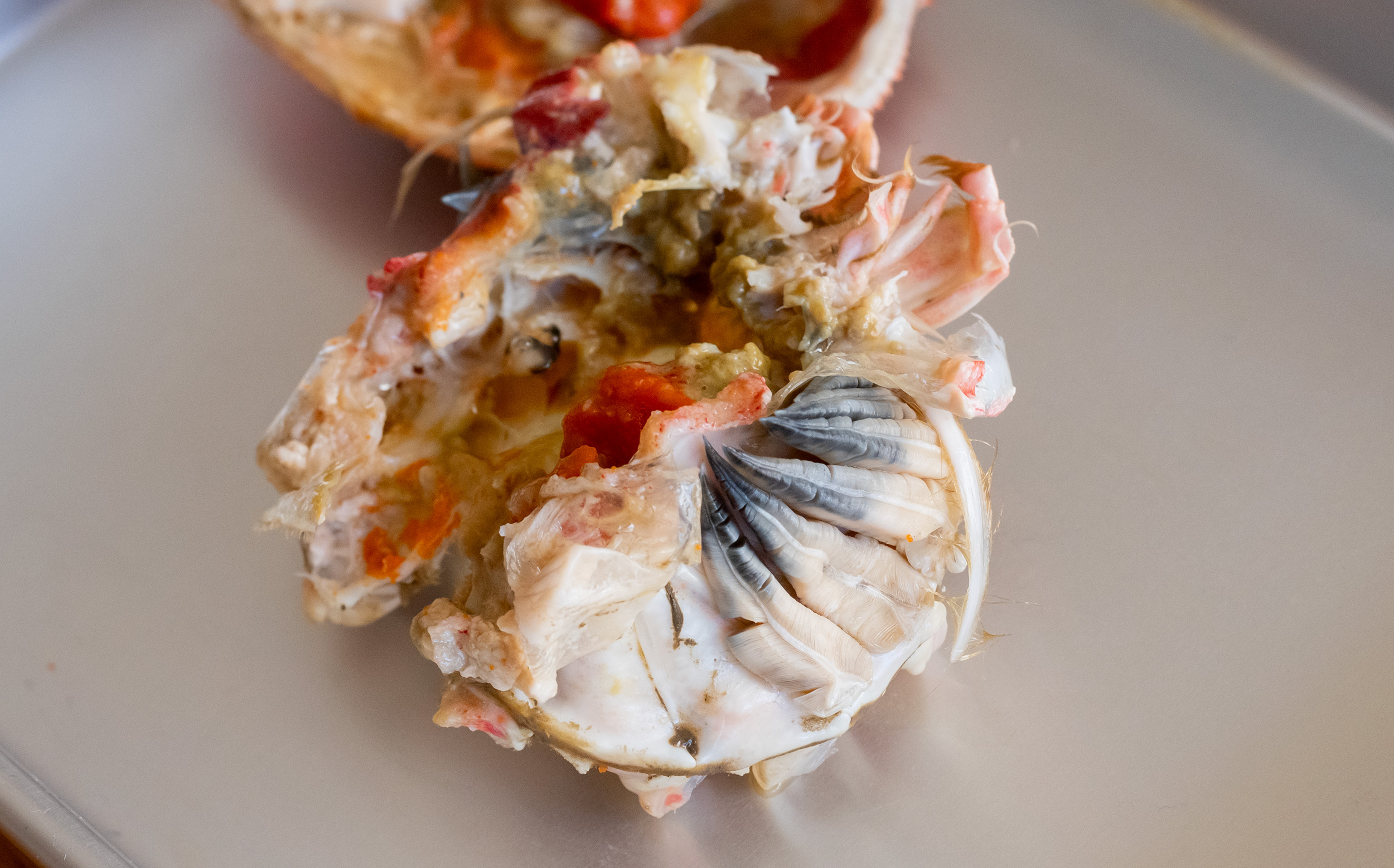 おでんの蟹面の調理方法：エラ部分